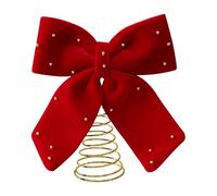 Burgundy Bow Christmas Tree Topper, Red Bows Tree Top, Red Burgundy Velvet Bowknot Festive Decorative Ornament, Oversized For Christmas Trees, Fabric Ribbon Bow For Holiday Home Party Decor, 25x30x8cm