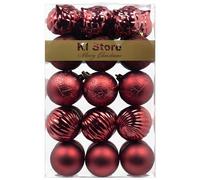 Burgundy Christmas Baubles Christmas Tree Decoration Ornaments 30pcs Shatterproof Balls for Xmas Hanging Decorations Festival Holiday Decor