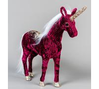 Christmas Figure Unicorn 33cm Burgundy Tabletop Centerpiece Xmas Window Decor