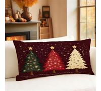 Burgundy Cushion Covers 30cm x 60cm Small Pillow Rectangle Cushion Covers Linen Double Sided Printing Christmas Pillow Cases for Room Sofa Balcony Office Outdoor Garden Winter Decorations Gift 1h-1020