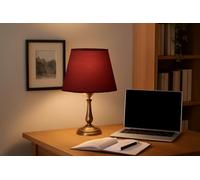 Burgundy Fabric Table Lampshade with Free A60 LED Bulb 17cm Easy Fit Modern Tapered Shade for Bedroom Living Room Office Bedside Table or Floor Light Replacement Lamp Shade