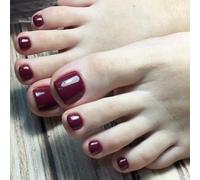 Burgundy False Toenails - Short Square Pure Cherry Red Stick On Toe Nails - Glossy Solid Color Toe Press On Nails - Acrylic Stick On Toenails With Glue ForWomen Girls Nail Tips Home DIY Decoration