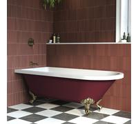 Burgundy Freestanding Single Ended Bath with Brass Feet 1670 x 740mm - Park Royal