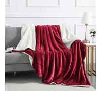 (Burgundy, King (200 x 240 cm)) Sherpa Fleece Throw Blanket Double-Sided Soft Blankets