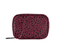 Burgundy Leopard Print First Aid Bag with Removable Compartments, Handy 7 Day Pill Organizer for Handbag