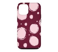 Burgundy Light Pink Brush Polka Dot Retro Pattern Case for iPhone 12/12 Pro