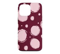 Burgundy Light Pink Brush Polka Dot Retro Pattern Case for iPhone 13 Pro Max