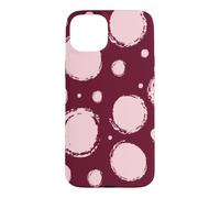Burgundy Light Pink Brush Polka Dot Retro Pattern Case for iPhone 15 Plus