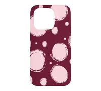 Burgundy Light Pink Brush Polka Dot Retro Pattern Case for iPhone 15 Pro