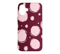Burgundy Light Pink Brush Polka Dot Retro Pattern Case for iPhone 16 Plus