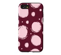 Burgundy Light Pink Brush Polka Dot Retro Pattern Case for iPhone SE (2020) / 7/8