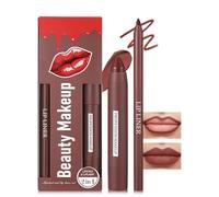 Burgundy Lipstick & Lip Liner Set, Velvet Matt Crayon Lipstick Lip Liner Pencil with Silky Smooth Texture, Durable, Waterproof, Smudge-Resistant, Highly Pigmented Non-Stick Cup Lip Make-Up Gift Set-03