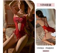 (burgundy, one size fits all) Original Sexy Palm Embroidery Sexy onesie Women's pure desire to open crotch uniform seduction pajamas