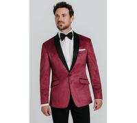 Dobell Mens Burgundy Paisley Velvet Tuxedo Jacket Regular Fit Contrast Shawl Lapel-46R