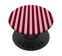 Burgundy Pink Striped Bold Candy Retro Pattern Trendy PopSockets Adhesive PopGrip