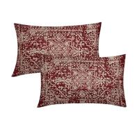 Burgundy Red Boho Lumbar Pillow Covers 12x20 Inch Beige Tan Gray Maroon Pillow Cases for Couch Farmhouse Bohemian Carpet Pattern Ethnic Rectangle Pillow Cases for Bed Patio Covers Outdoor Indoor Set 2