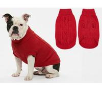 Burgundy Red Cable Knit Dog Christmas Sweater Outfit Clothes, 3XL | Super soft core-spun yarn,Stretchy,Leash hole,Anti-Static,Girl,Boy