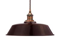 Burgundy Red Chancery Painted Dome Pendant Light With Antique Copper Lamp Holder And Brown Twisted Cable - Se Home
