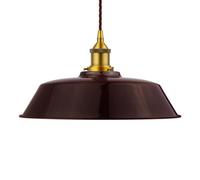 Burgundy Red Chancery Painted Dome Pendant Light With Antique Gold Lamp Holder And Brown Twisted Cable - Se Home