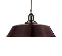 Burgundy Red Chancery Painted Dome Pendant Light With Black Nickel Lamp Holder And Black Round Cable - Se Home