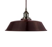 Burgundy Red Chancery Painted Dome Pendant Light With Black Nickel Lamp Holder And Brown Twisted Cable - Se Home
