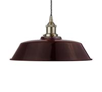 Burgundy Red Chancery Painted Dome Pendant Light With Brushed Chrome Lamp Holder And Grey Twisted Cable - Se Home