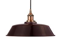 Burgundy Red Chancery Painted Dome Pendant Light With Matt Antique Copper Lamp Holder And Black Round Cable - Se Home