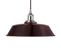 Burgundy Red Chancery Painted Dome Pendant Light With Nickel Lamp Holder And Black Round Cable - Se Home