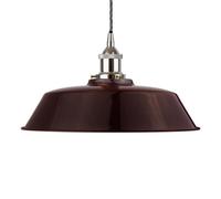 Burgundy Red Chancery Painted Dome Pendant Light With Nickel Lamp Holder And Grey Twisted Cable - Se Home