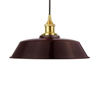 Burgundy Red Chancery Painted Dome Pendant Light With Polished Brass Lamp Holder And Black Round Cable - Se Home