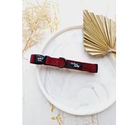 BURGUNDY RED CORD DOG COLLAR M