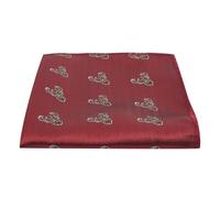 Burgundy Red Herringbone Embroidered Stag Head Pocket Square, Handkerchief
