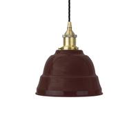 Burgundy Red Lincoln Painted Dome Pendant Light With Antique Brass Lamp Holder And Black Twisted Cable - Se Home