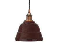 Burgundy Red Lincoln Painted Dome Pendant Light With Antique Copper Lamp Holder And Black Twisted Cable - Se Home