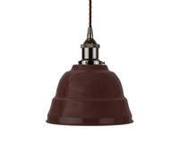 Burgundy Red Lincoln Painted Dome Pendant Light With Black Nickel Lamp Holder And Brown Twisted Cable - Se Home