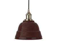 Burgundy Red Lincoln Painted Dome Pendant Light With Brushed Chrome Lamp Holder And Black Round Cable - Se Home