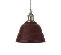 Burgundy Red Lincoln Painted Dome Pendant Light With Brushed Chrome Lamp Holder And Grey Twisted Cable - Se Home
