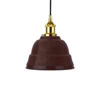 Burgundy Red Lincoln Painted Dome Pendant Light With Gold Lamp Holder And Black Twisted Cable - Se Home