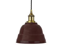 Burgundy Red Lincoln Painted Dome Pendant Light With Matt Antique Brass Lamp Holder And Black Twisted Cable - Se Home