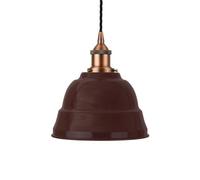 Burgundy Red Lincoln Painted Dome Pendant Light With Matt Antique Copper Lamp Holder And Black Twisted Cable - Se Home