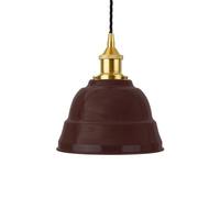 Burgundy Red Lincoln Painted Dome Pendant Light With Polished Brass Lamp Holder And Black Twisted Cable - Se Home