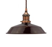 Burgundy Red Small Trinity Metal Painted Dome Pendant Light With Antique Copper Lamp Holder And Brown Twisted Cable - Se Home