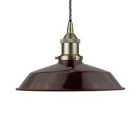 Burgundy Red Small Trinity Metal Painted Dome Pendant Light With Brushed Chrome Lamp Holder And Grey Twisted Cable - Se Home