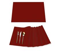 Burgundy Red Solid Color Vinyl Placemats Set of 6 for Dining Tables,Kitchen Table Mats Heat Resistant Washable Wipeable PVC Place Mat