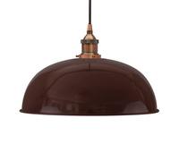 Burgundy Red Worcester Painted Dome Pendant Light With Antique Copper Lamp Holder And Black Round Cable - Se Home