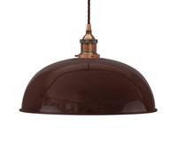 Burgundy Red Worcester Painted Dome Pendant Light With Antique Copper Lamp Holder And Brown Twisted Cable - Se Home