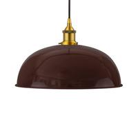 Burgundy Red Worcester Painted Dome Pendant Light With Antique Gold Lamp Holder And Black Round Cable - Se Home