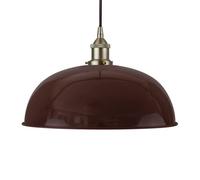 Burgundy Red Worcester Painted Dome Pendant Light With Brushed Chrome Lamp Holder And Black Round Cable - Se Home