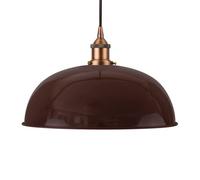 Burgundy Red Worcester Painted Dome Pendant Light With Matt Antique Copper Lamp Holder And Black Round Cable - Se Home