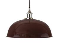 Burgundy Red Worcester Painted Dome Pendant Light With Nickel Lamp Holder And Black Round Cable - Se Home